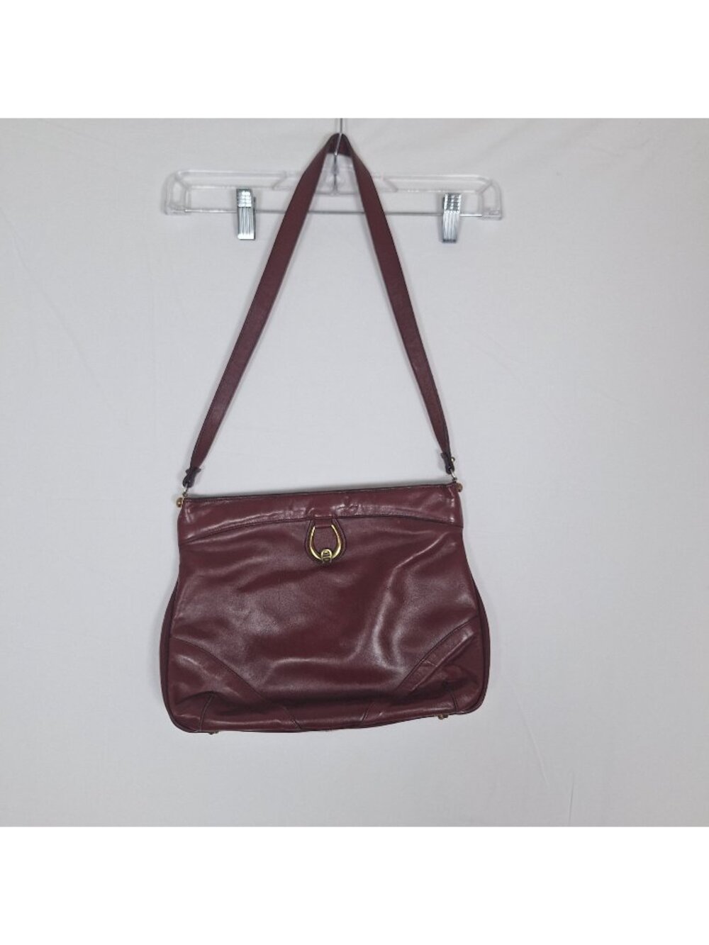 Vintage Etienne Aigner Maroon Leather Shoulder Handbag Purse